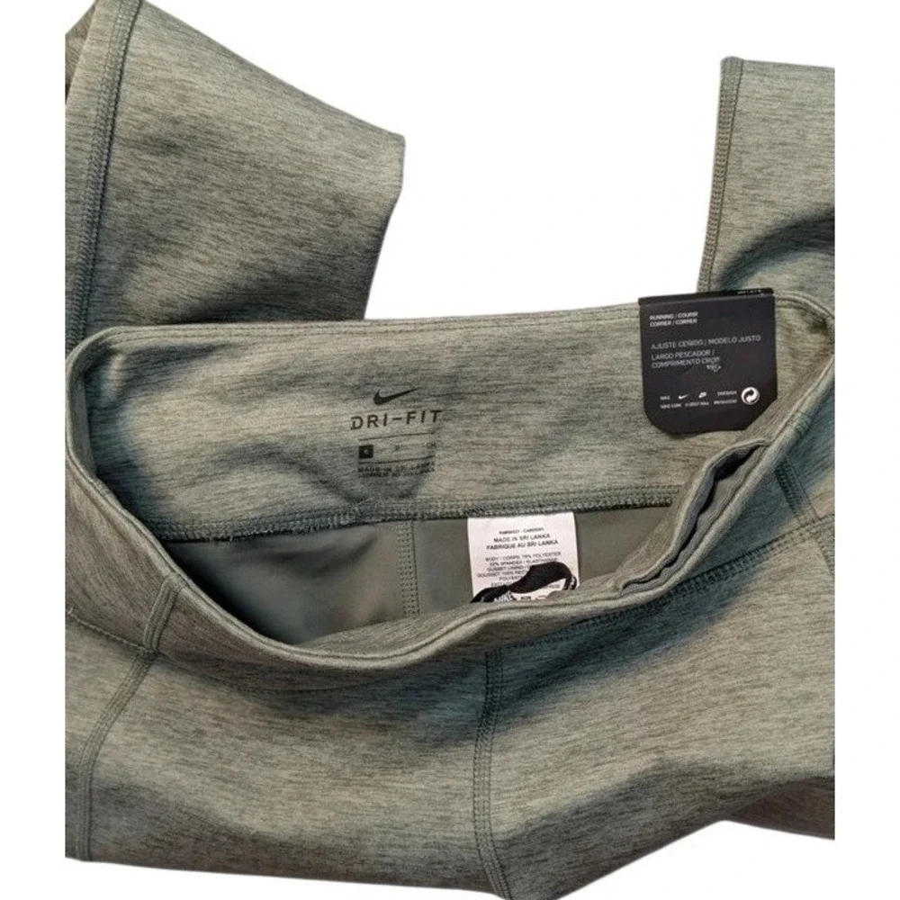 Nike~Epic Lux Running Crop Tights~Alligator Green Heather~Small~AV8191-326 💥NWT